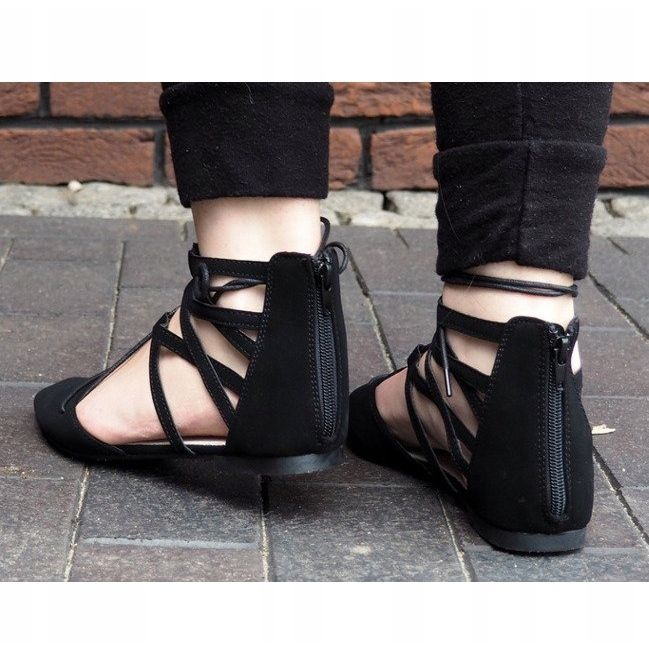 Sandales de ballet ouvertes / nouées 6701 Noir 1