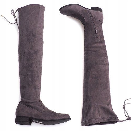 Bottines Hautes En Daim Lycra 3037 Gris 1