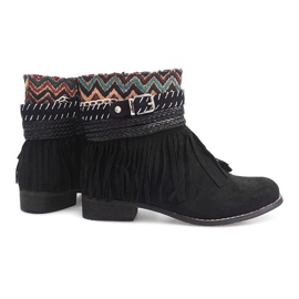 Bottes chaudes Boho Fringes LL51 Noir le noir 2