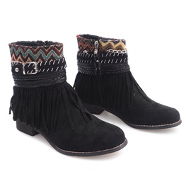Bottes chaudes Boho Fringes LL51 Noir le noir 3