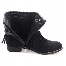 Bottes chaudes Boho Fringes LL51 Noir 1