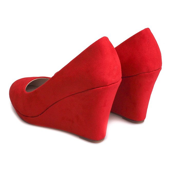 Escarpins En Daim Sur Compensé 2054 Rouge 2