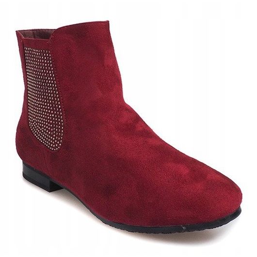 Bottines Daim Jodhpur 7-133 Bordeaux rouge 2