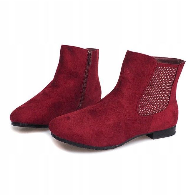 Bottines Daim Jodhpur 7-133 Bordeaux rouge 1