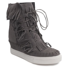 Baskets Compensées À Franges Boho 7A1453 Gris 2