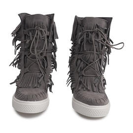 Baskets Compensées À Franges Boho 7A1453 Gris 1