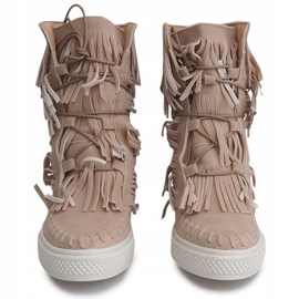 Baskets Compensées À Franges Boho 7A1453 Beige 2