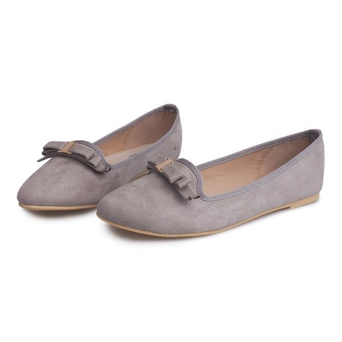 Ballerines En Daim Avec Noeud 1188-5 Gris 1