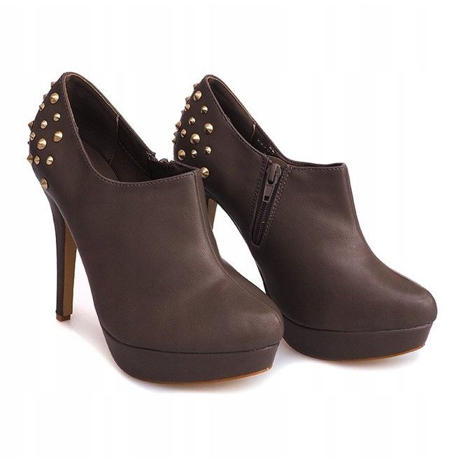 Bottines Elégantes à Talons Hauts 8860P Kaki 1