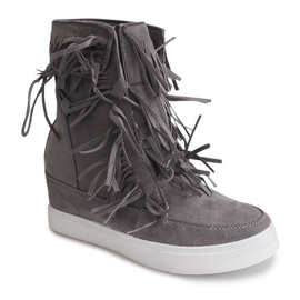 Baskets Compensées À Franges Boho 881-2 Gris 7