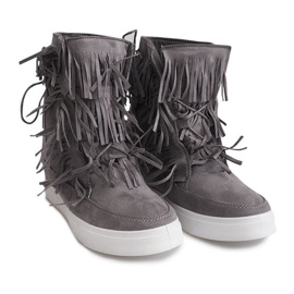 Baskets Compensées À Franges Boho 881-2 Gris 5
