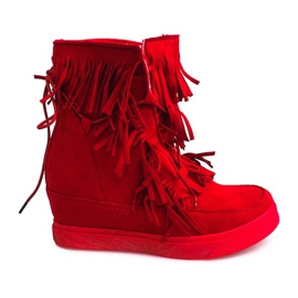 Baskets Compensées À Franges Boho 881-2 Rouge 2