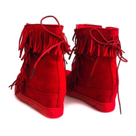 Baskets Compensées À Franges Boho 881-2 Rouge 1