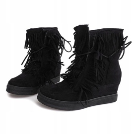 Baskets Compensées À Franges Boho 881-2 Noir le noir 3