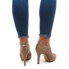 Bottines Ouvertes à Talons Hauts LL05 Kaki multicolore 3