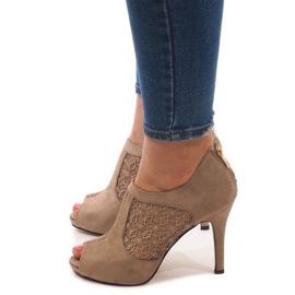 Bottines Ouvertes à Talons Hauts LL05 Kaki multicolore 5
