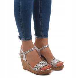 Sandales Compensées B678-2 Argent gris 2