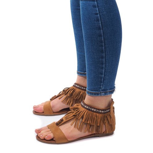 Sandales Boho 8-9 en daim camel brun 1