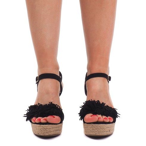 Sandales Compensées Espadrilles FY8288 Noir 1