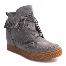 Baskets Compensées À Franges Boho F3 Gris 4