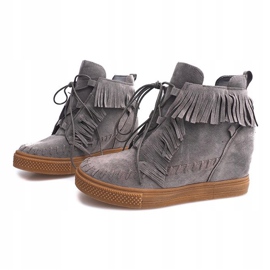 Baskets Compensées À Franges Boho F3 Gris 2
