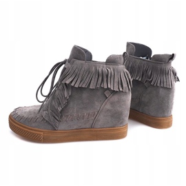 Baskets Compensées À Franges Boho F3 Gris 3