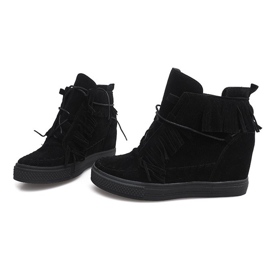 Baskets Compensées À Franges Boho F3 Noir le noir 3