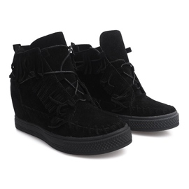 Baskets Compensées À Franges Boho F3 Noir le noir 1