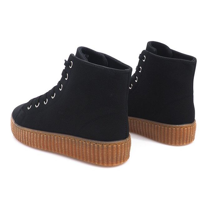 Bottes Creepers sur la plate-forme noire AM-1103 le noir 1