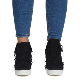 Baskets Compensées Avec Franges Boho AT-0613-1 Noir le noir 3
