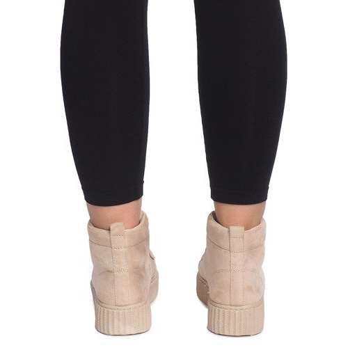 Bottes Creepers hautes sur la plate-forme beige WQ-001 1 Bottes Creepers hautes sur la plate-forme beige WQ-001 1