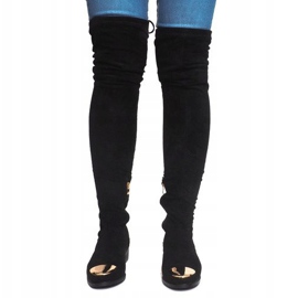 Bottes Hautes En Daim Lycra B-8 Noir 2