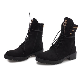 Trappeurs décorés en daim H99-17 Noir le noir 2
