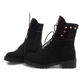 Trappeurs décorés en daim H99-17 Noir le noir 3
