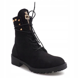 Trappeurs décorés en daim H99-17 Noir le noir 4