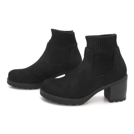 Bottes Chaudes Sur Un Talon Chaussette D2130 Noir 1
