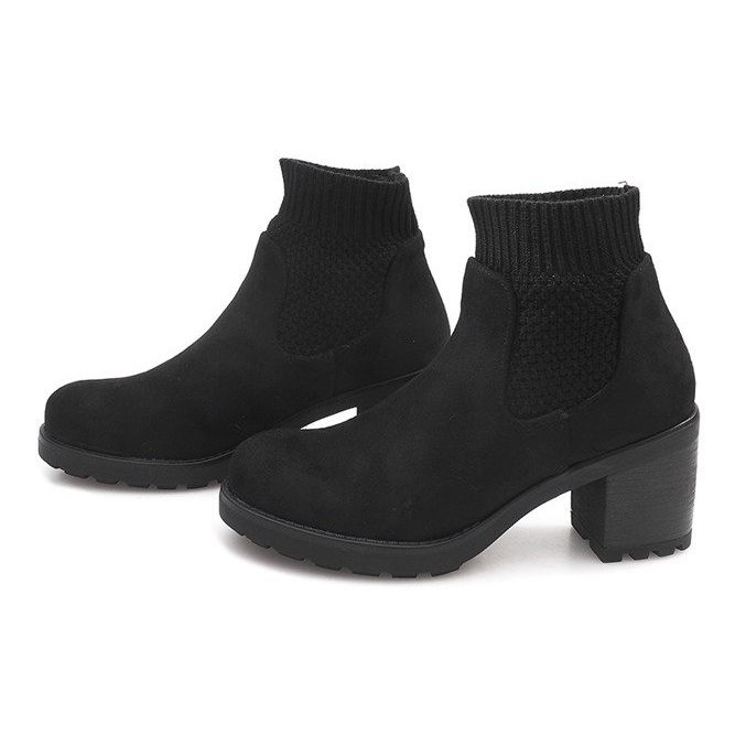 Bottes Chaudes Sur Un Talon Chaussette D2130 Noir le noir 1