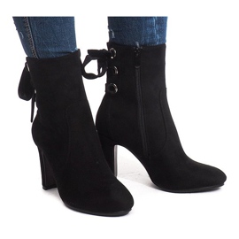Bottines en daim à talon 16091-11 Noir le noir 2