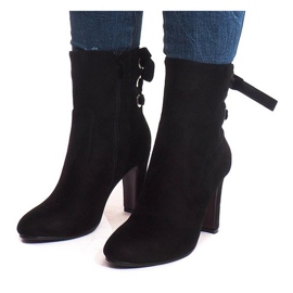 Bottines en daim à talon 16091-11 Noir le noir 5