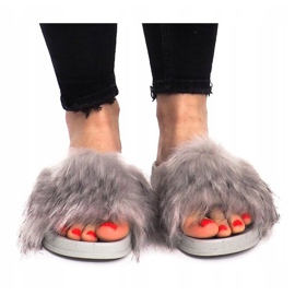 Chaussons Avec Fourrure HN51-5 Gris 1 Chaussons Avec Fourrure HN51-5 Gris 1