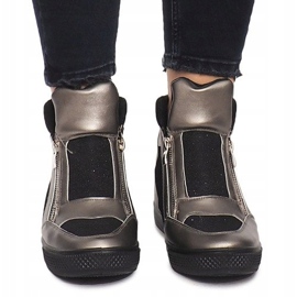 Baskets compensées TL020-3 le noir gris 1