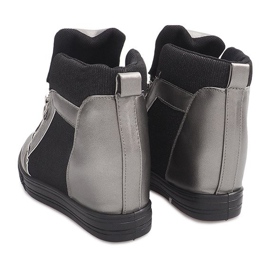 Baskets compensées TL020-3 le noir gris 4