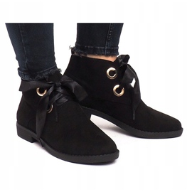 Bottines et Nœuds en Daim C-15 Noir le noir 2