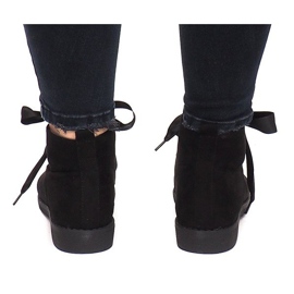 Bottines et Nœuds en Daim C-15 Noir le noir 1