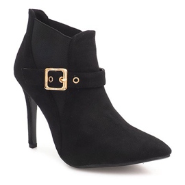Bottines À Talons Hauts En Daim PK097 Noir le noir 1
