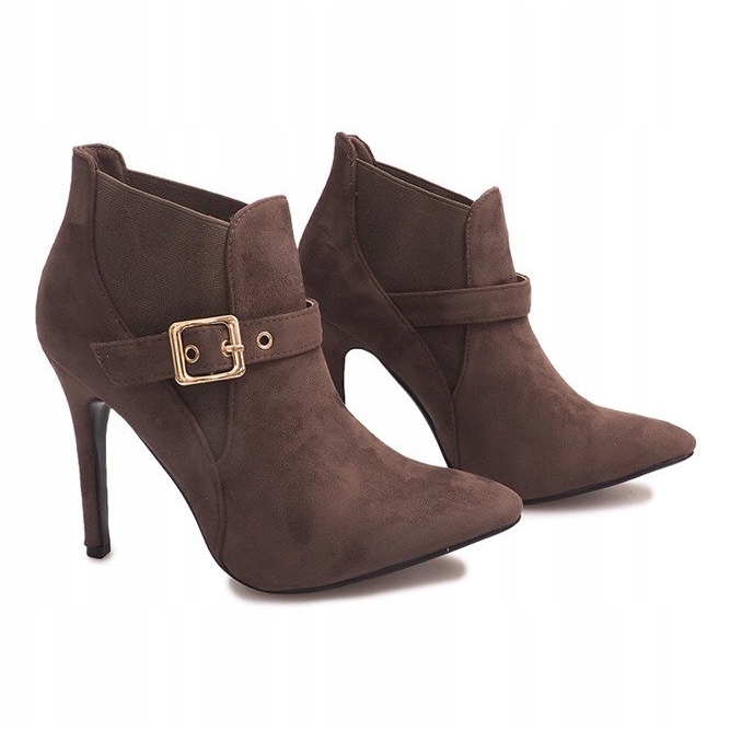 Bottines À Talons Hauts En Daim PK097 Kaki multicolore vert 1