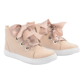 Bottes et nœuds en daim TL0147 Beige 2