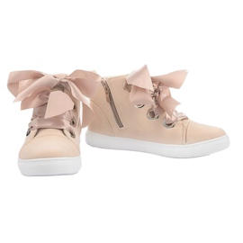 Bottes et nœuds en daim TL0147 Beige 3