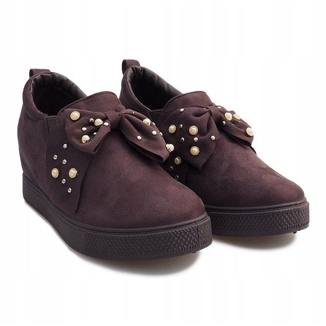 Baskets compensées grises 6186 brun 1