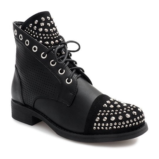 Bottines Ajourées Avec Clous KL-278 Noir 1